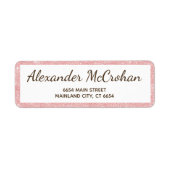 Étiquette Faux Rose Gold Parties scintillant Pink Foil Adres (Devant)