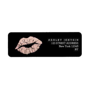 Étiquette Faux rose or parties scintillant lèvres baiser maq
