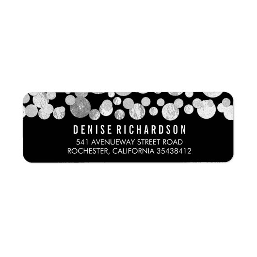 Étiquette Faux Silver Confetti Noir (Devant)