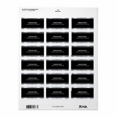 Étiquette Faux Silver Élégant Modèle noir Adresse moderne (Feuille entière)