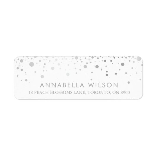 Étiquette Faux Silver Foil Confetti Dots Modernes (Devant)