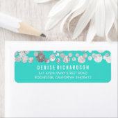 Étiquette Faux Silver Foil Confetti Turquoise (En situation)