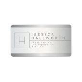 Étiquette Faux Silver & Grey Monogramme Adresse de retour (Devant)