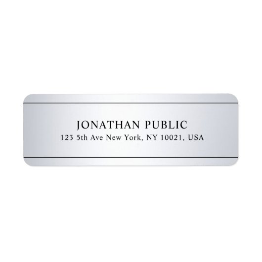 Étiquette Faux Silver Look Moderne Propre Modèle Personnalis (Devant)