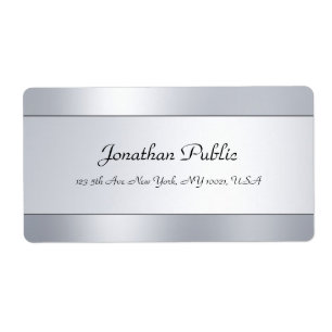 Étiquette Faux Silver Modèle moderne manuscrit