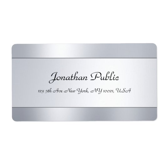 Étiquette Faux Silver Modèle moderne manuscrit (Devant)