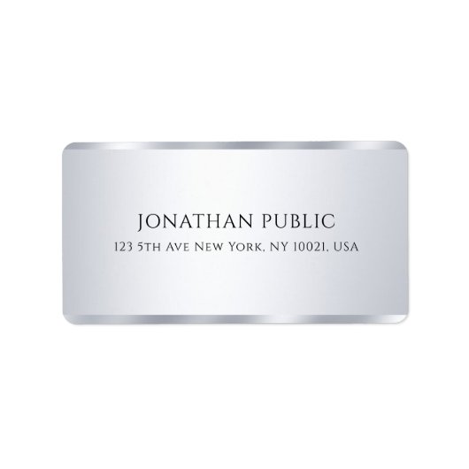 Étiquette Faux Silver Moderne Simple Modèle personnalisable (Devant)