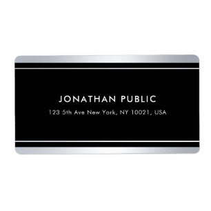 Étiquette Faux tendance Silver Black Moderne Glamor Livraiso
