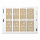 Étiquette Faveur de mariage vin Lace Kraft rustique (Feuille entière)