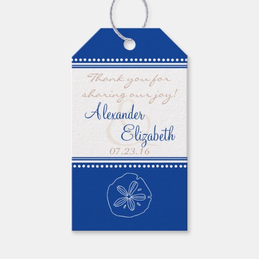 Étiquette Favor de mariage | Blue Sand Dollar Beac (Devant)