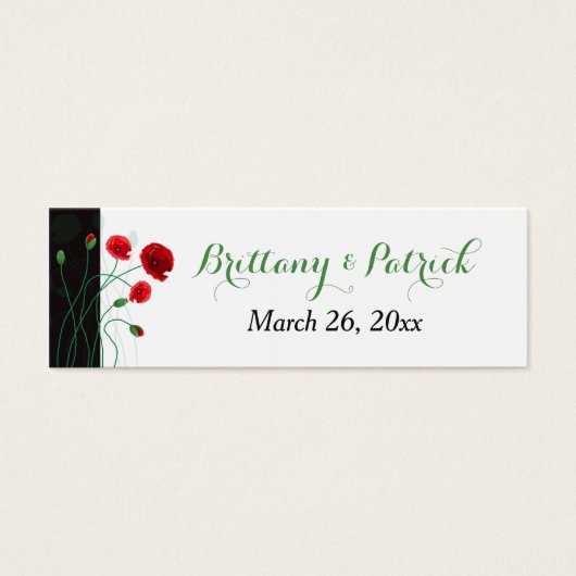 Étiquette Favor de mariage | Poppies rouges | Noir (Devant)