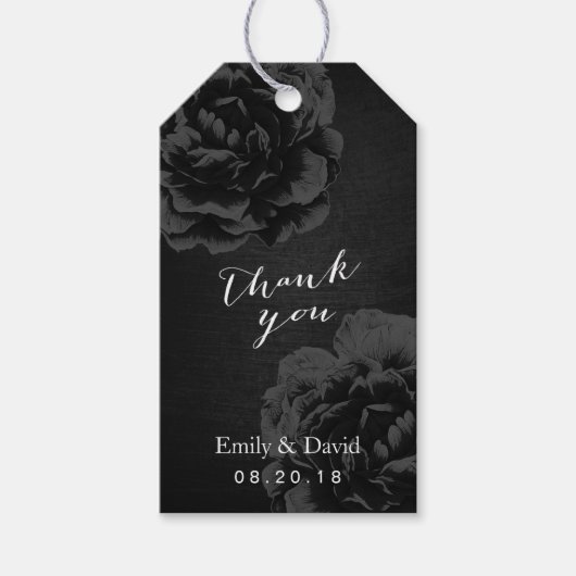 Étiquette Favor de mariage | Vintage Elegant Black (Devant)