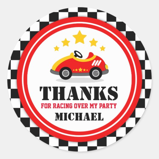 Étiquette Favor Merci de voiture de course (Devant)