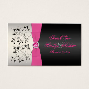 Étiquette Favour mariage rose, noir et argent