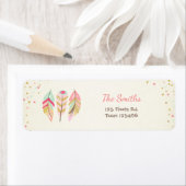 Étiquette Feathers Boho Tribal Return Address Label Wild One (En situation)