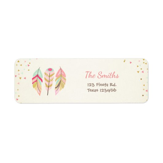 Étiquette Feathers Boho Tribal Return Address Label Wild One (Devant)