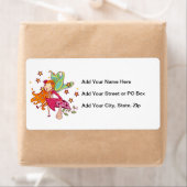 Étiquette Fée de jardin sur le champignon (En situation)