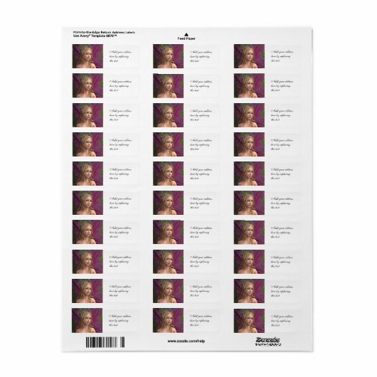 Étiquette Fée rose (Feuille entière)