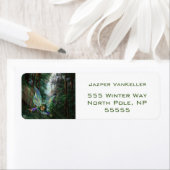 Étiquette Fées de bois et château de cascade (En situation)