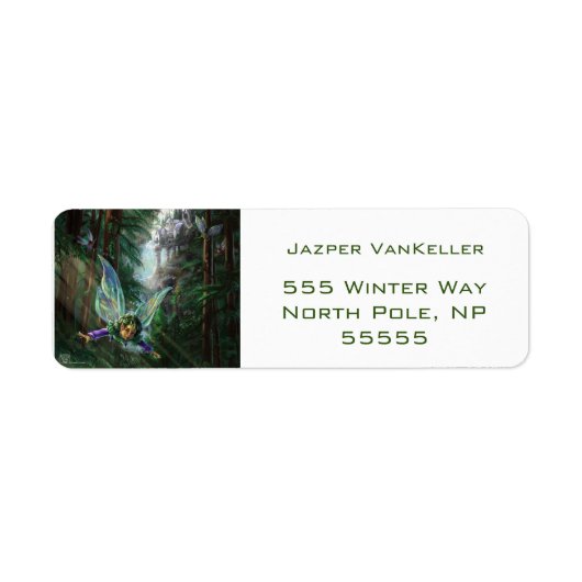 Étiquette Fées de bois et château de cascade (Devant)