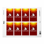 Étiquette Félicitations Confirmation Colombe avec Or/Rouge (Feuille entière)