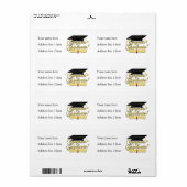 Étiquette Félicitations Diplôme d'études supérieures et casq (Feuille entière)