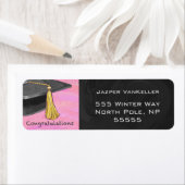 Étiquette Félicitations Diplômé Noir et Rose (En situation)