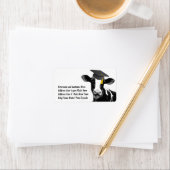 Étiquette Félicitations Graduation Funny Cow en Casquette (En situation)