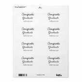 Étiquette Félicitations minimales simples pour la remise des (Feuille entière)