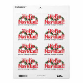 Étiquette Feliz Navidad Avec Holly (Feuille entière)