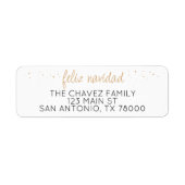 Étiquette Feliz Navidad Gold Adresse de retour (Devant)