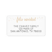 Étiquette Feliz Navidad Gold Script Adresse de Noël (Devant)