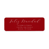 Étiquette Feliz Navidad Mail Red Return Address Label (Devant)