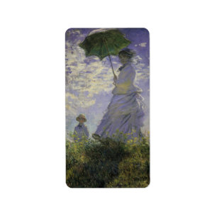 Étiquette Femme avec parasol par Claude Monet, Art Vintage