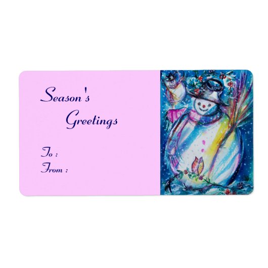 Étiquette FEMME DE NEIGE, blanc bleu rose (Devant)