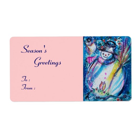 Étiquette FEMME DE NEIGE, blanc bleu rose (Devant)