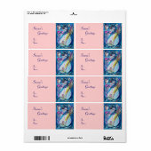 Étiquette FEMME DE NEIGE, blanc bleu rose (Feuille entière)