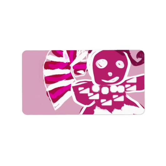 Étiquette Femme en pain d'épices rose (Devant)