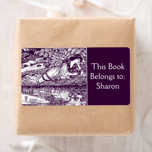 Étiquette Femme Lecture Art Nouveau Plaque (En situation)