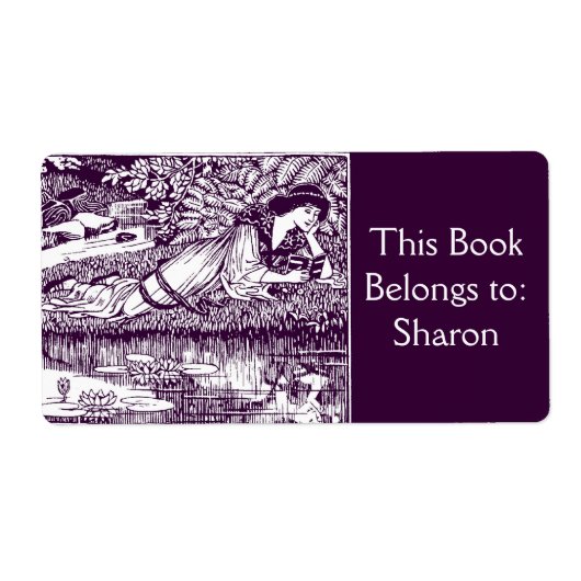 Étiquette Femme Lecture Art Nouveau Plaque (Devant)