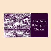 Étiquette Femme Lecture Art Nouveau Plaque