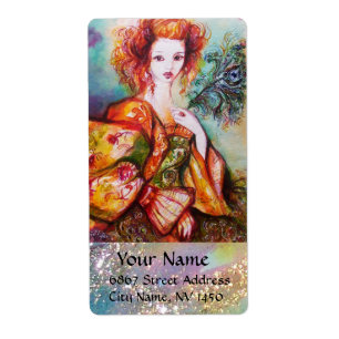 ÉTIQUETTE FEMME ROMANTIQUE AVEC PÂTE DE PEACOCK ÉCLANTE