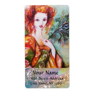ÉTIQUETTE FEMME ROMANTIQUE AVEC PÂTE DE PEACOCK ÉCLANTE