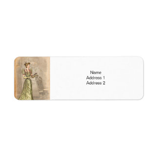 Étiquette Femme vintage en robe Rose olive sophistiquée