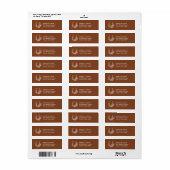 Étiquette Fer à cheval floral Rust marron Adresse de retour (Feuille entière)