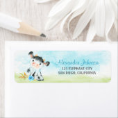 Étiquette Ferme de Baby shower de Vache Boy Watercolor (En situation)