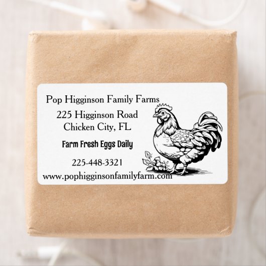 Étiquette Ferme de poulet Vintage rustique (En situation)