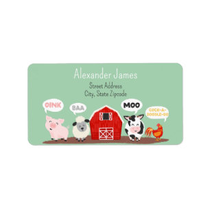 Étiquette Ferme de sons Moo Baa Oink Animaux Mignons Personn