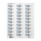 Étiquette Ferme d'hiver, grange, jardin couvert de neige pay (Feuille entière)