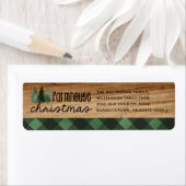 Étiquette Ferme Noël Buffalo Plaid Wood Retour (En situation)